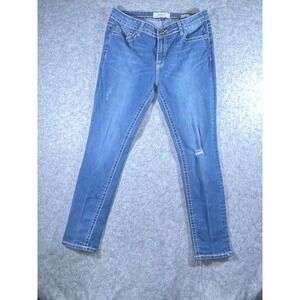 VGS Jeans Womens 10 Roll Up Skinny Medium Wash Distressed Denim Jeans